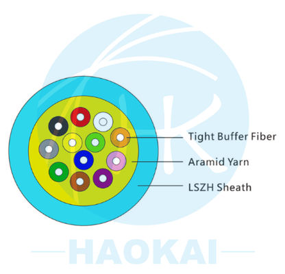 İç mekan 12 çekirdekli fiber optik kablo tek modlu dağıtım kablosu alev geriletici
