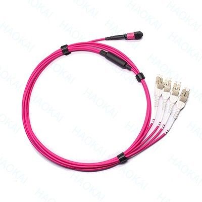 LC Optik Fiber Patch Kablosu 12 çekirdekli MPO Fan Out Om4 Fiber Patch Kablosu