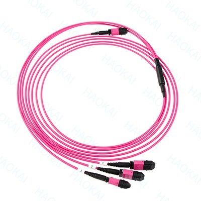LC Optik Fiber Patch Kablosu 12 çekirdekli MPO Fan Out Om4 Fiber Patch Kablosu