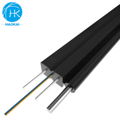 FTTH Hava Fiber Optic Kablosu 2 çekirdekli Dış Düşük Fiber Kablosu LSZH Siyah Renkli