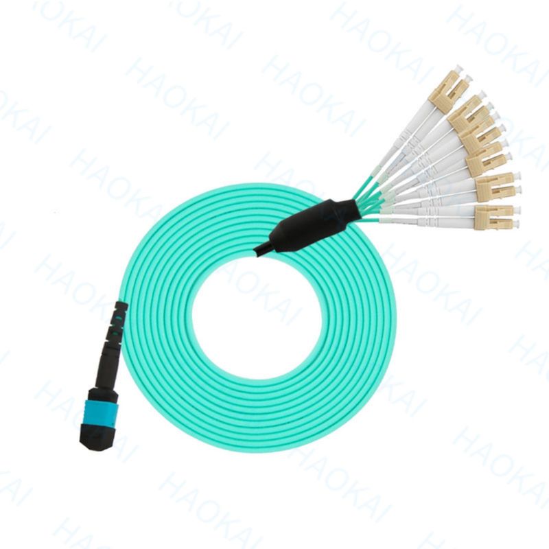 Breakout MPO OM3 Patch Cord LC Connector Multimode Fiber Optic Patch Kabloları