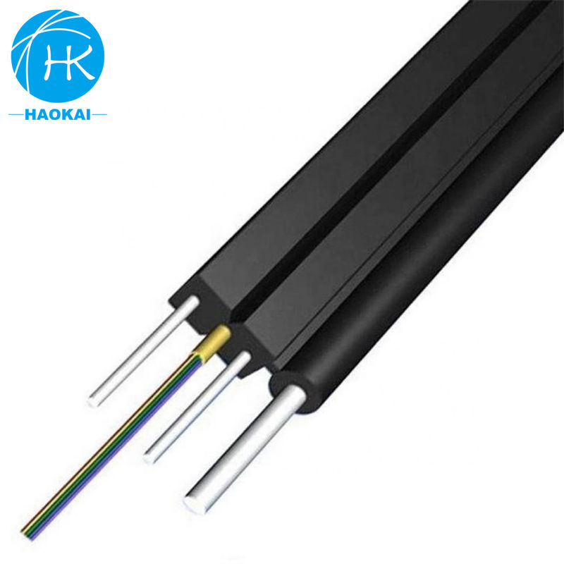 2 çekirdekli 6 çekirdekli FTTH Drop Kablo Aramid Merkezi Tüpli Çelik Tel ile Düz Fiber Optik Kablo