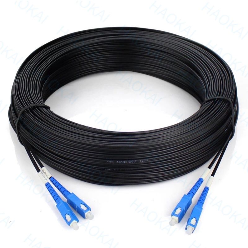 Dış FTTH Patch Kablosu 2 çekirdekli Çelik Tel Drop Fiber Optik Kablo 2SC-2SC Bağlayıcı